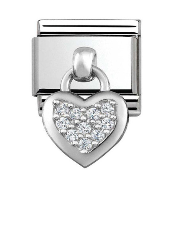 Maillon Nomination charms coeur pavé pierres