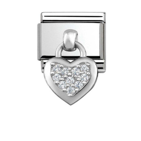 Maillon Nomination charms coeur pavé pierres