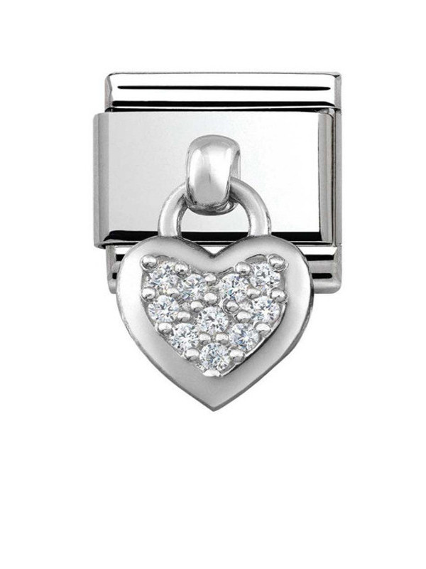 Maillon Nomination charms coeur pavé pierres