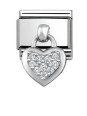 Maillon Nomination charms coeur pavé pierres
