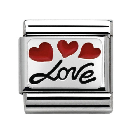 Maillon Nomination classic Argent Love et coeurs