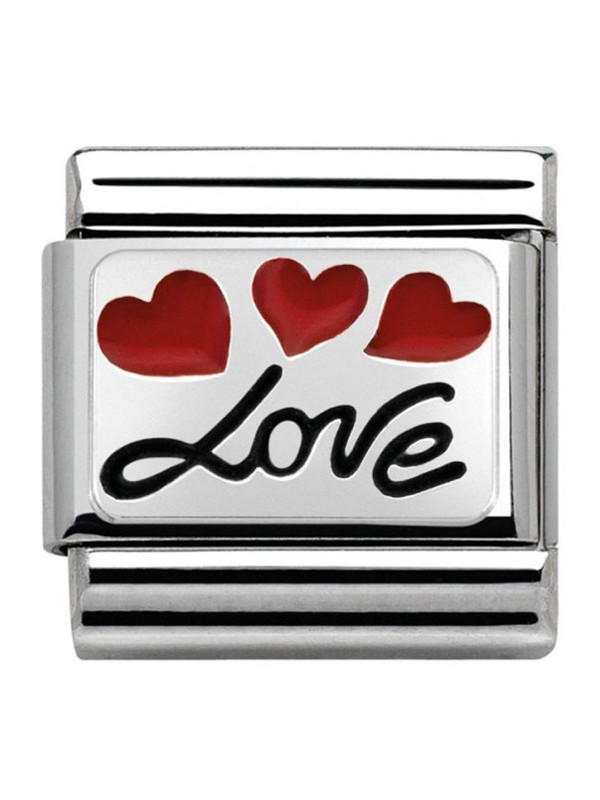Maillon Nomination classic Argent Love et coeurs