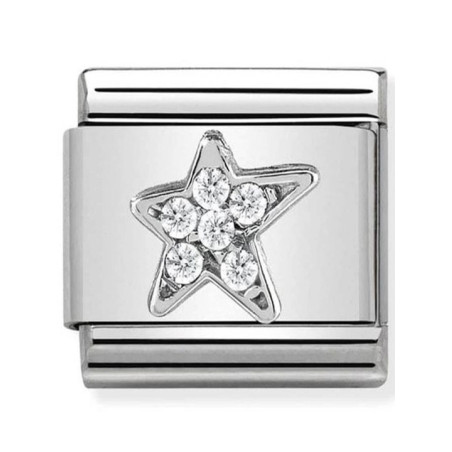 Maillon Nomination classic étoile oxydes en Argent