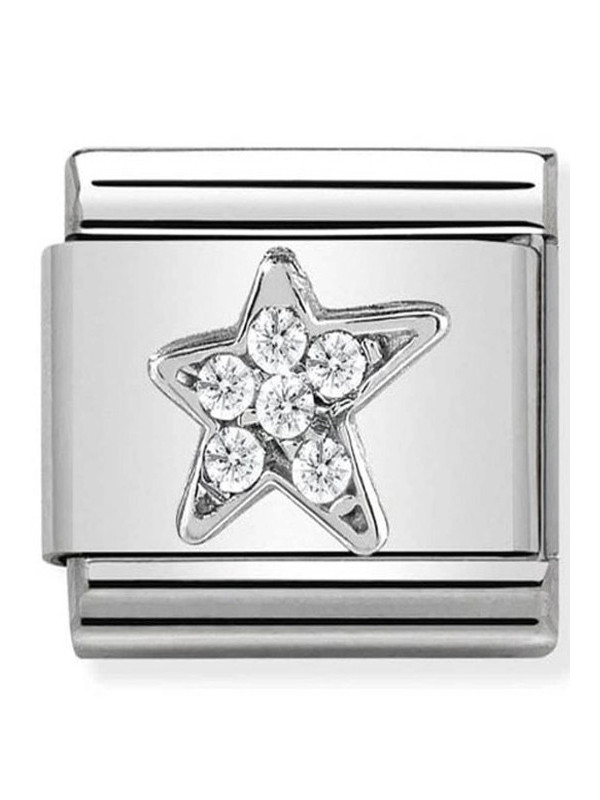 Maillon Nomination classic étoile oxydes en Argent