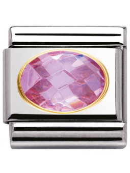 Maillon Nomination classic pierre rose facetée