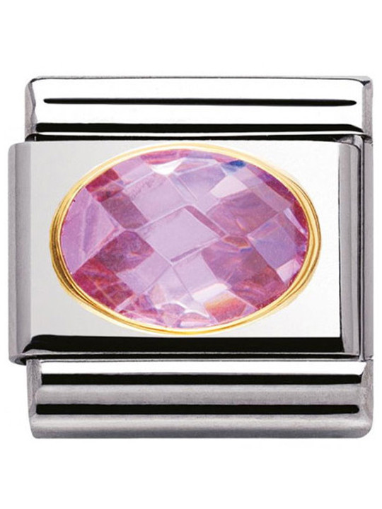 Maillon Nomination classic pierre rose facetée