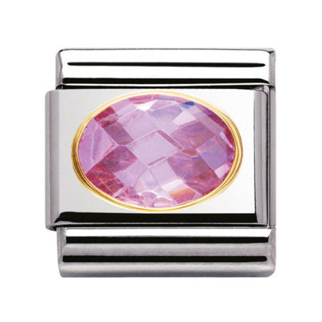 Maillon Nomination classic pierre rose facetée