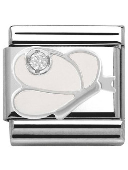 Maillon Nomination classic papillon blanc en Argent