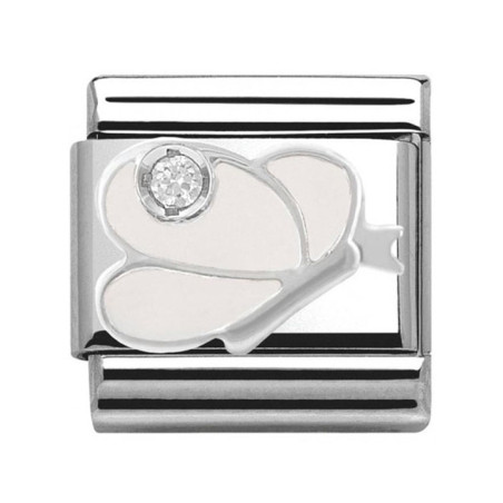 Maillon Nomination classic papillon blanc en Argent