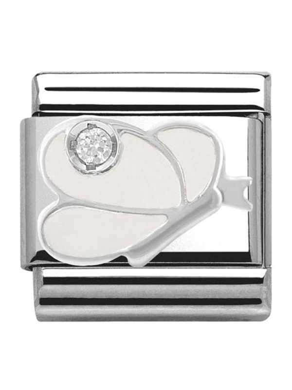 Maillon Nomination classic papillon blanc en Argent