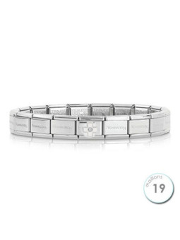 Bracelet Nomination base Acier et croix blanche Argent