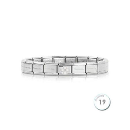 Bracelet Nomination base Acier et croix blanche Argent
