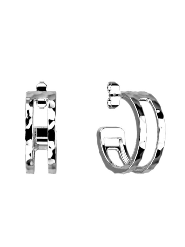 Boucles d'oreilles Pure Martelée couleur Argent Les Georgettes | UB Bijoux