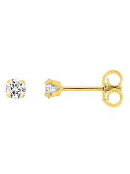 Boucles d'Oreilles Clous Or Jaune et Oxyde de Zirconium 3 mm | UB Bijoux