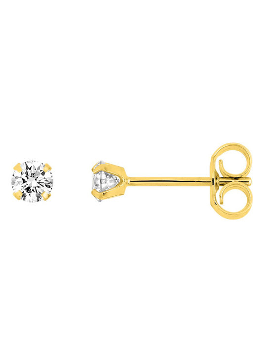 Boucles d'Oreilles Clous Or Jaune et Oxyde de Zirconium 3 mm | UB Bijoux