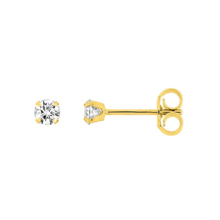 Boucles d'Oreilles Clous Or Jaune et Oxyde de Zirconium 3 mm | UB Bijoux