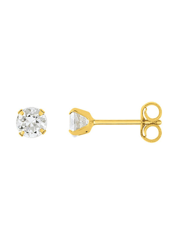 Boucles d'Oreilles Clous Or Jaune et Oxyde de Zirconium 4 mm | UB Bijoux