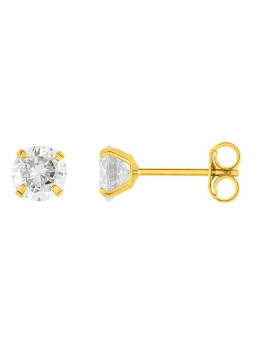 Boucles d'Oreilles Clous Or Jaune et Oxyde de Zirconium 5 mm | UB Bijoux