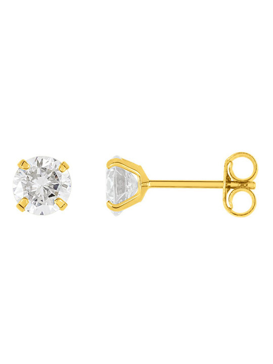 Boucles d'Oreilles Clous Or Jaune et Oxyde de Zirconium 5 mm | UB Bijoux