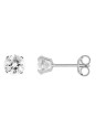 Boucles d'Oreilles Clous Or Blanc et Oxyde de Zirconium 5 mm | UB Bijoux