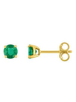 Boucles d'Oreilles Clous Or Jaune et Émeraude 4 mm | UB Bijoux