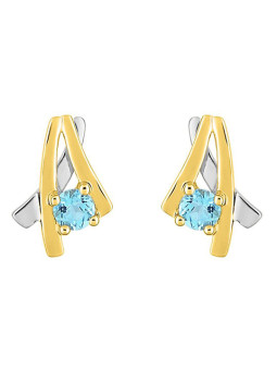 Boucles d'Oreilles Or Jaune et Rhodium Topaze Bleu | UB Bijoux