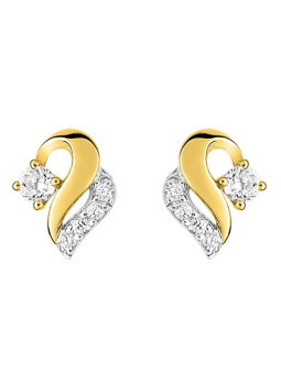 Boucles d'Oreilles Or Jaune et Rhodium Oxydes de Zirconium | UB Bijoux
