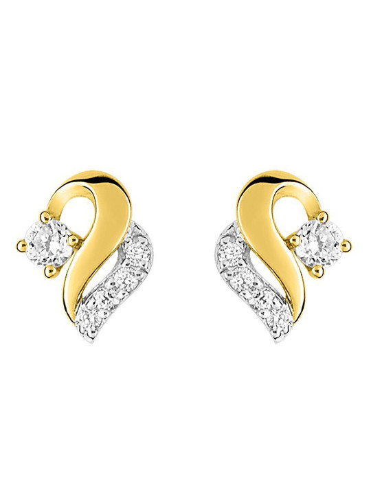 Boucles d'Oreilles Or Jaune et Rhodium Oxydes de Zirconium | UB Bijoux