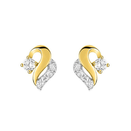 Boucles d'Oreilles Or Jaune et Rhodium Oxydes de Zirconium | UB Bijoux