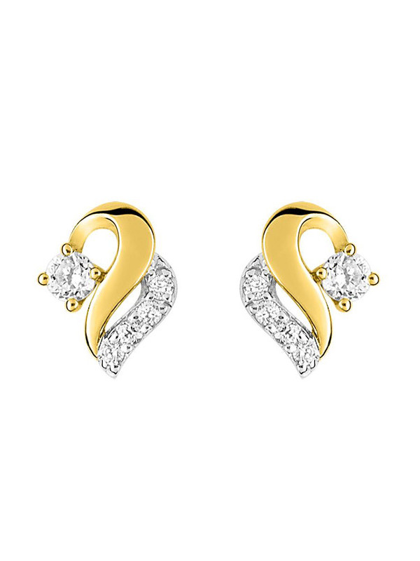 Boucles d'Oreilles Or Jaune et Rhodium Oxydes de Zirconium | UB Bijoux