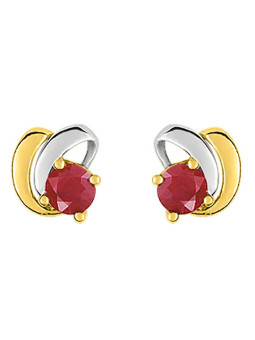 Boucles d'Oreilles Or Jaune et Rhodium Rubis | UB Bijoux