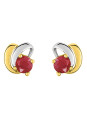 Boucles d'Oreilles Or Jaune et Rhodium Rubis | UB Bijoux