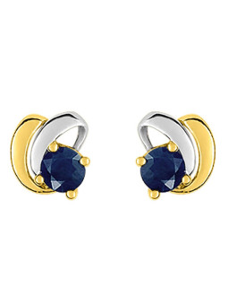 Boucles d'Oreilles Or Jaune et Rhodium Saphir | UB Bijoux