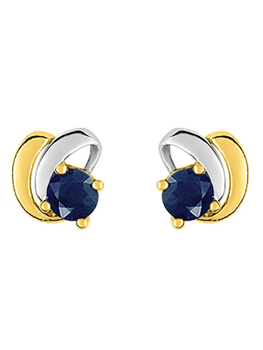Boucles d'Oreilles Or Jaune et Rhodium Saphir | UB Bijoux