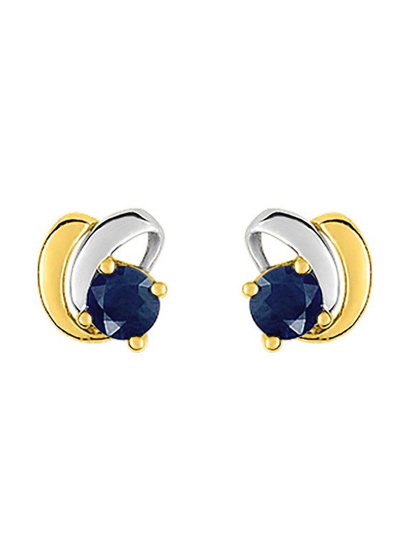 Boucles d'Oreilles Or Jaune et Rhodium Saphir | UB Bijoux