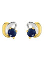 Boucles d'Oreilles Or Jaune et Rhodium Saphir | UB Bijoux