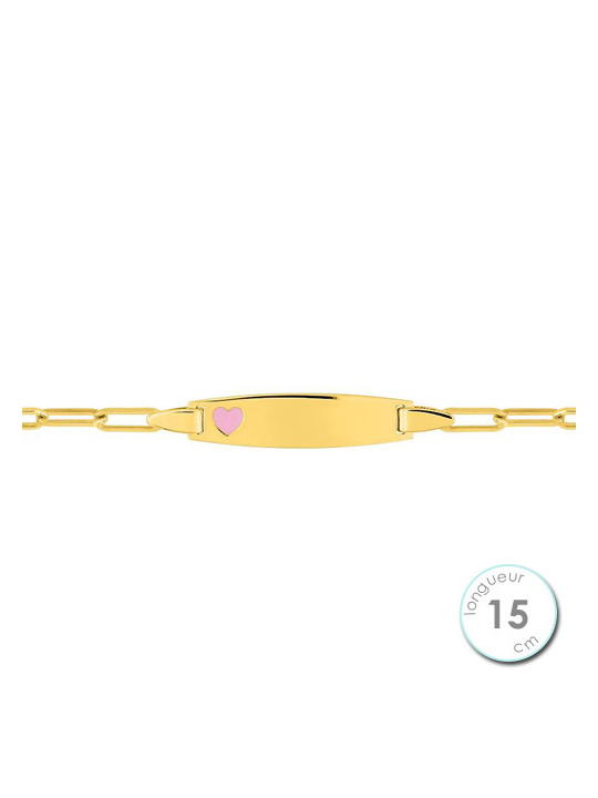 Gourmette Enfant Plaqué Or Coeur Rose | UB Bijoux
