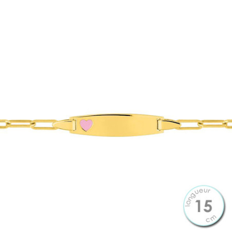 Gourmette Enfant Plaqué Or Coeur Rose | UB Bijoux
