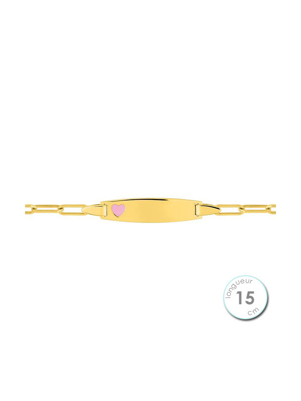 Gourmette Enfant Plaqué Or Coeur Rose | UB Bijoux