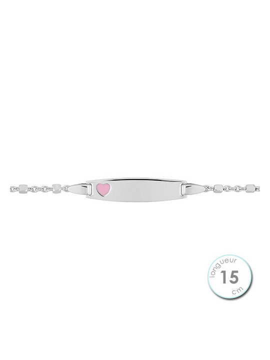 Gourmette Enfant Argent Coeur Rose | UB Bijoux