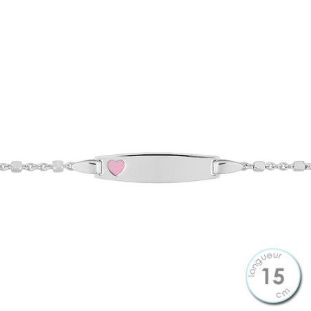 Gourmette Enfant Argent Coeur Rose | UB Bijoux