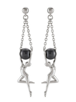 Boucles d'Oreilles Jourdan Argent et Hématite Grâce | UB Bijoux