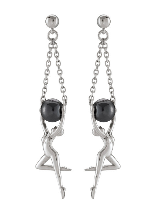 Boucles d'Oreilles Jourdan Argent et Hématite Grâce | UB Bijoux