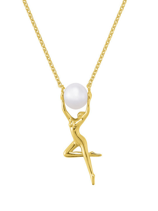 Collier Jourdan Argent Doré et Perle Blanche Grâce | UB Bijoux