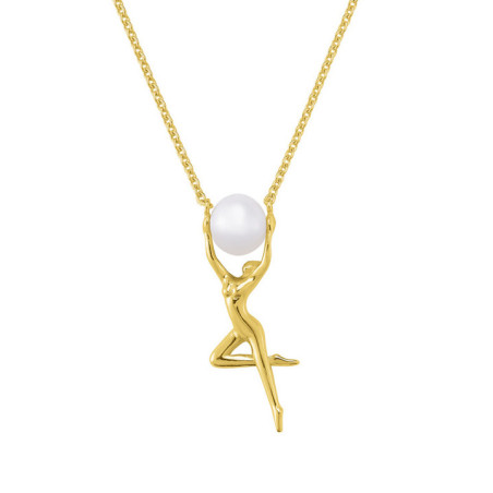 Collier Jourdan Argent Doré et Perle Blanche Grâce | UB Bijoux