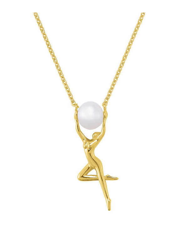 Collier Jourdan Argent Doré et Perle Blanche Grâce | UB Bijoux