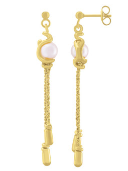 Boucles d'Oreilles Argent Doré et Perle Champagne Jourdan Dune | UB Bijoux