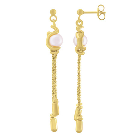 Boucles d'Oreilles Argent Doré et Perle Champagne Jourdan Dune | UB Bijoux