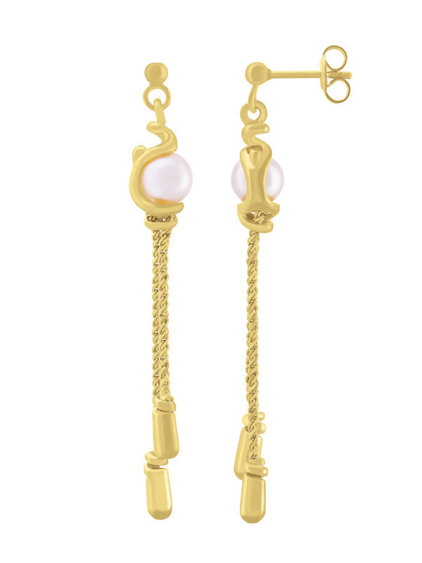 Boucles d'Oreilles Argent Doré et Perle Champagne Jourdan Dune | UB Bijoux