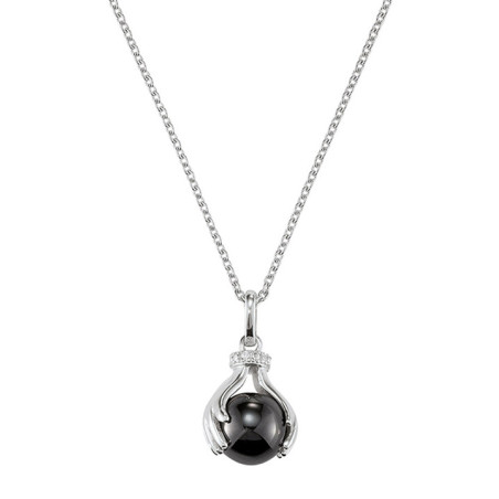Collier Argent Hématite et Oxydes de Zirconium Jourdan Hélicé | UB Bijoux
